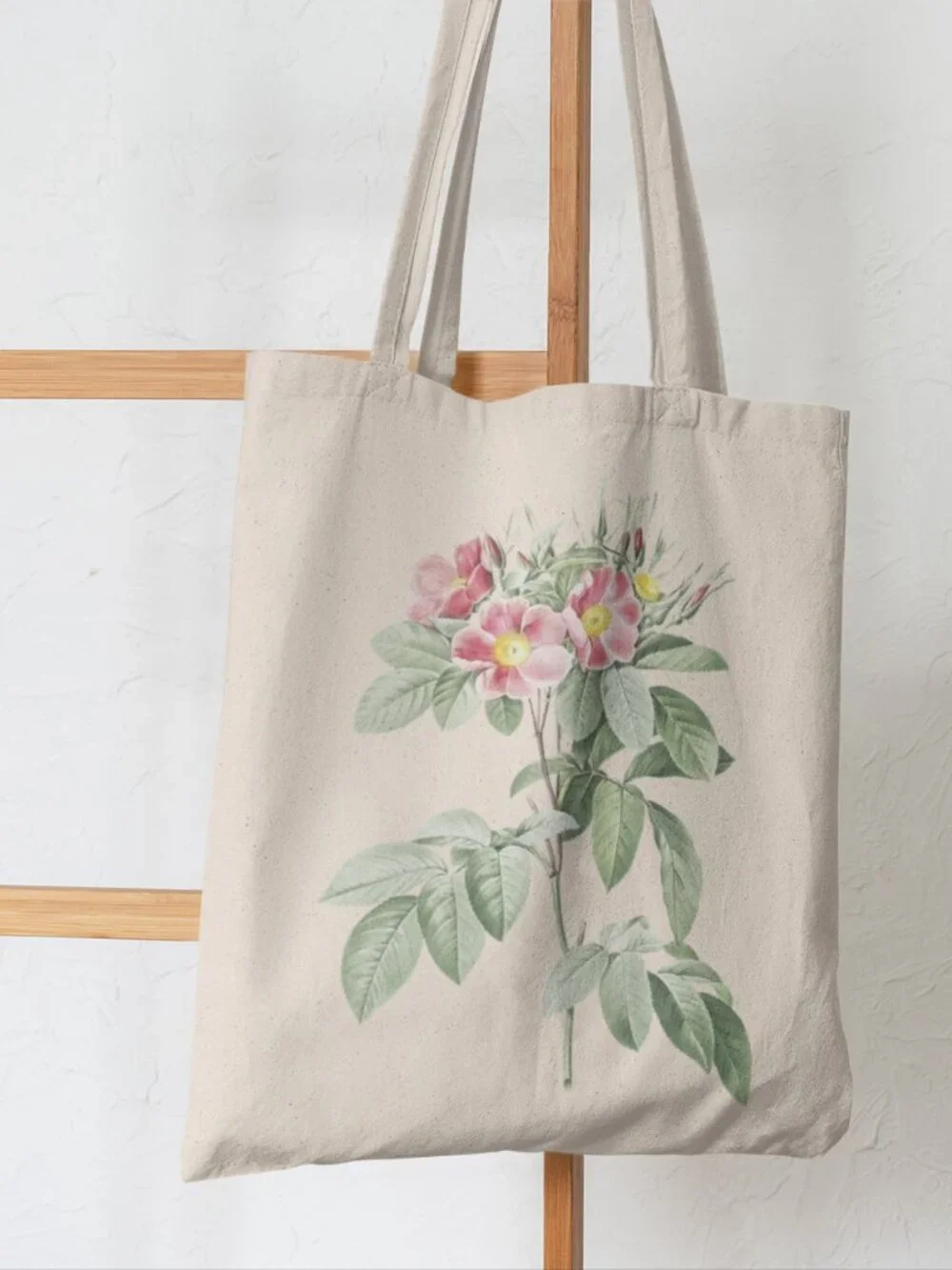 Pasture Rose Vintage Floral Print Graphic Canvas Tote Bag